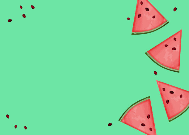 绿底带籽的西瓜片。横幅。出售图片下载