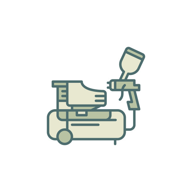 喷枪和压缩机矢量概念彩色图标图片下载