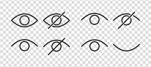 密码隐藏图标设置。数据私隐及敏感内容的图标。矢量图图片下载