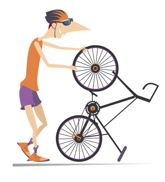 骑自行车的人和一辆坏了的自行车图片下载