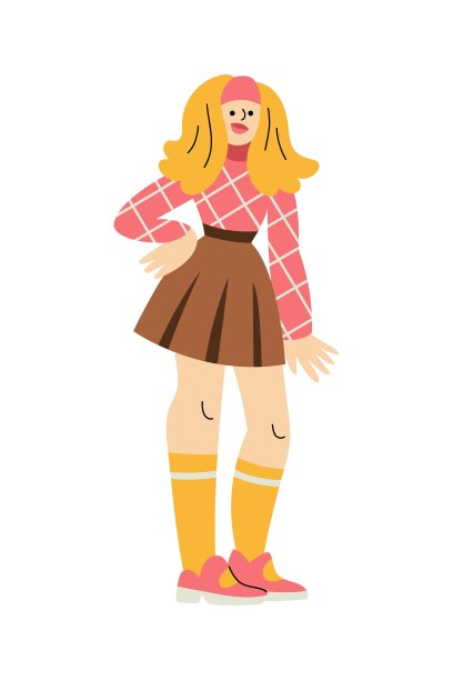 欢快的金发女郎穿着60年代的复古服装，两手叉腰站着图片下载