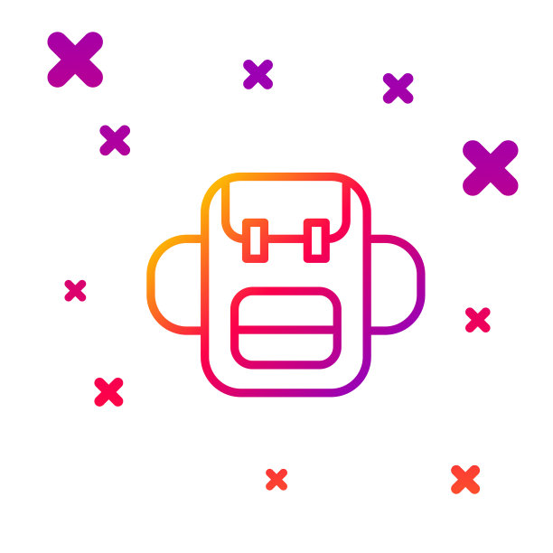 彩色线条学校双肩包图标孤立在白色图片下载