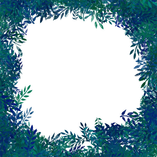 叶模式框架。水彩叶几何框架。图片下载