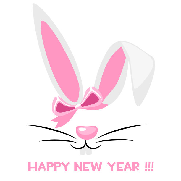 2023年新年快乐，卡通兔生肖。贺卡模板图片下载
