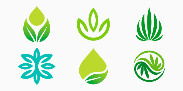 医用大麻标志图标集。叶矢量图图片下载