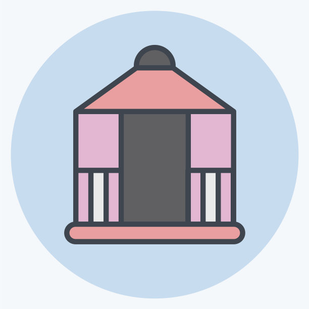 Icon凉亭适合城市公园的象征色彩图片下载