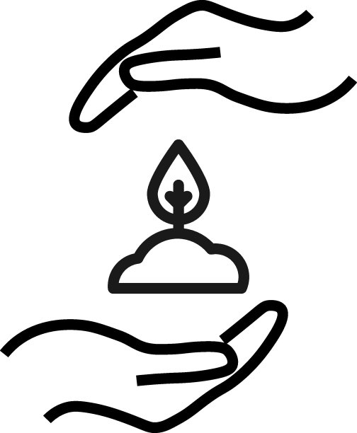 支持和礼物标志。极简孤立矢量图像的网站，商店，商店，广告。可编辑的中风。向量线图标之间的植物伸出的手图片下载