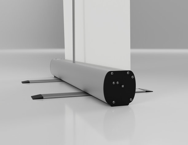 经济卷起旗帜机制近距离3D渲染从背面观看。图片下载