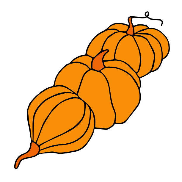 可爱的秋天矢量插图，手绘南瓜图片下载