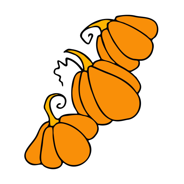 可爱的秋天矢量插图，手绘南瓜图片下载