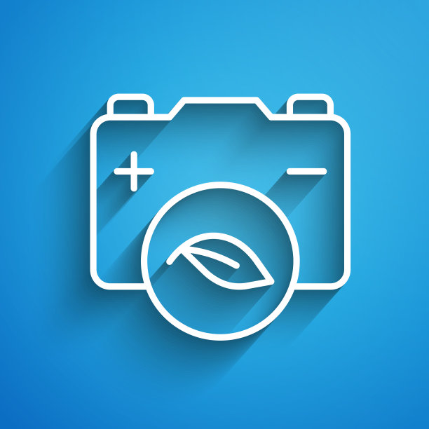 白线生态自然树叶和电池图标图片下载