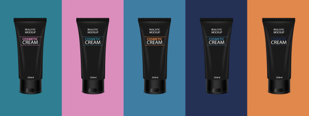 化妆品霜塑料管-现实模型矢量插图孤立在单色背景图片下载