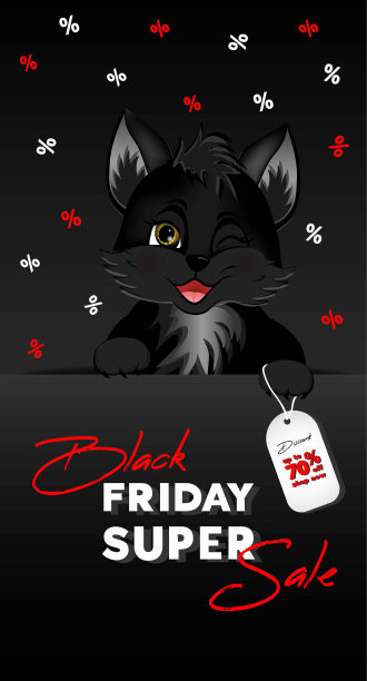 “黑色星期五”。出售横幅,传单。文字和黑猫的黑色背景。矢量插图为您的业务。图片下载