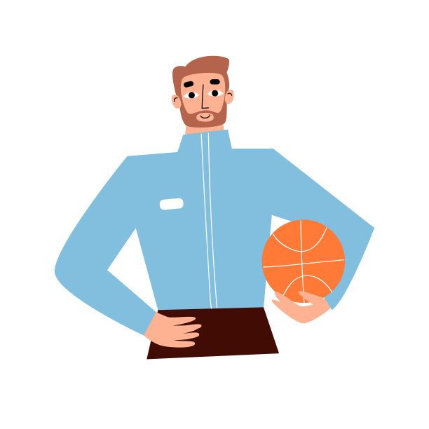 它的概念。教练的角色。篮球教练。平面向量插图图片下载