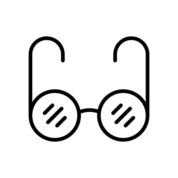 圆形眼镜矢量黑线图标孤立图片下载