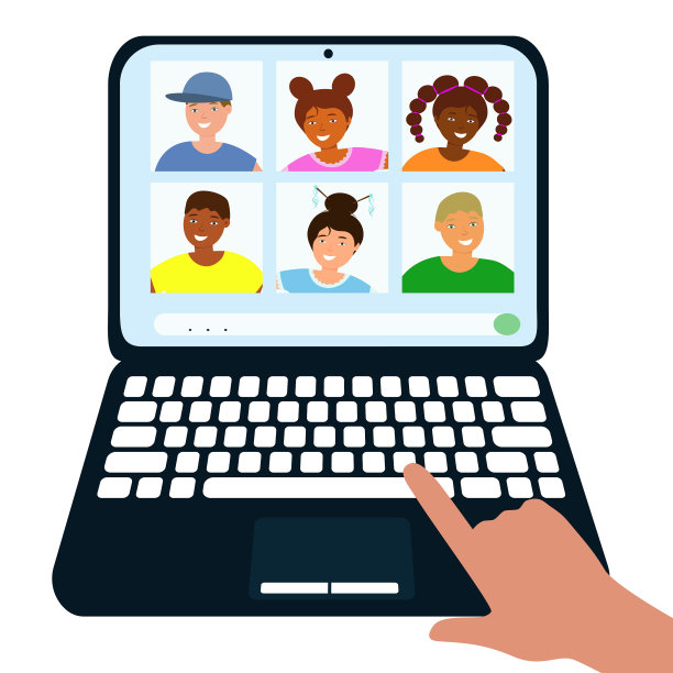 多种族儿童通过视频会议学习。在线教育回到学校。在笔记本电脑屏幕上进行视频通话图片下载
