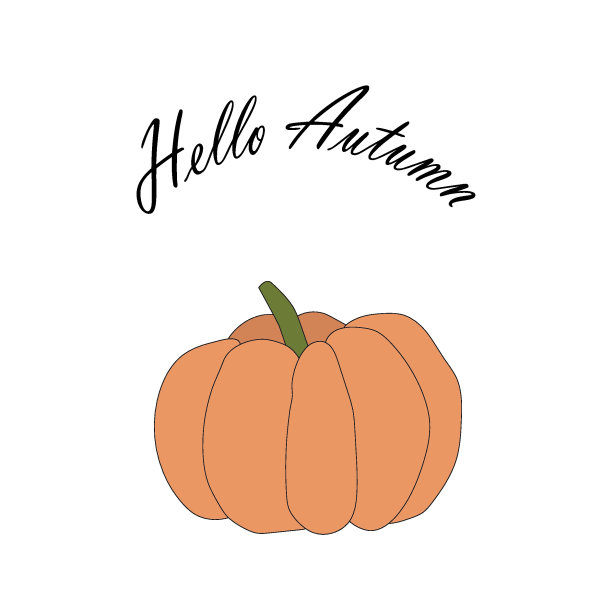 橙色南瓜插图，字母你好秋天。秋收插图图片下载
