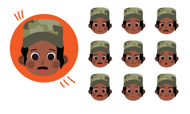 军队。你的场景中的人类角色。角色准备动画。有趣的卡通。角色动画的集合。图片下载