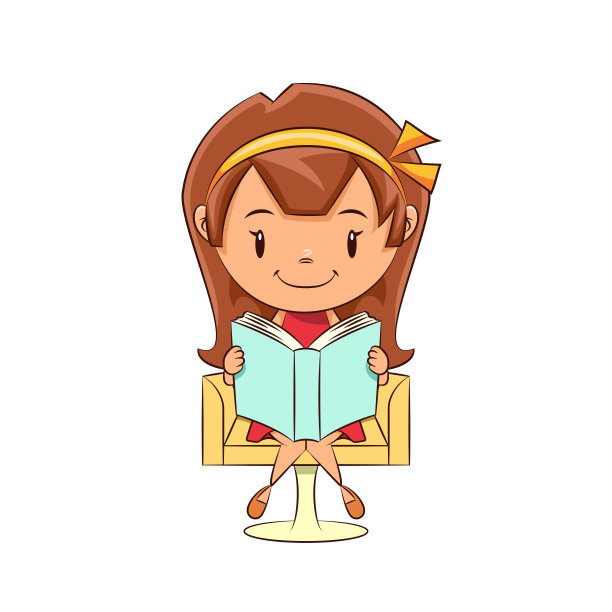 女孩坐在椅子上看书图片下载
