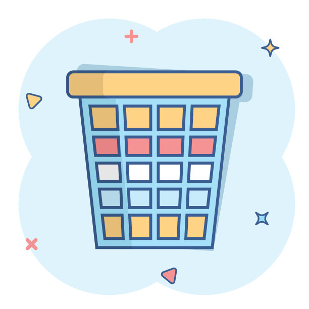 垃圾桶垃圾图标在漫画风格。垃圾桶矢量卡通插图象形图。垃圾桶商业概念飞溅效应。图片下载