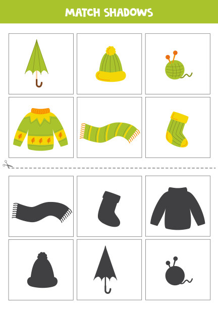 找到绿色暖衣的影子。为孩子。图片下载