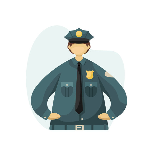 制服警察矢量插画：扁平风格图片下载
