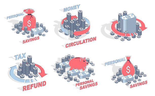 金钱商业和金融不同的3D矢量概念设计孤立在白色背景，完美的插图金融主题集合。图片下载