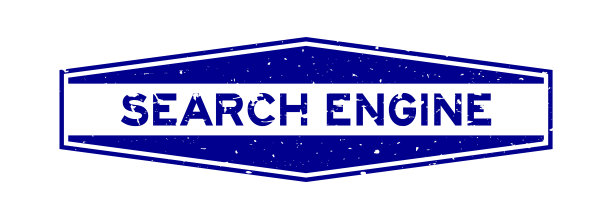 垃圾蓝色搜索引擎字六边形橡胶印章在白色背景图片下载