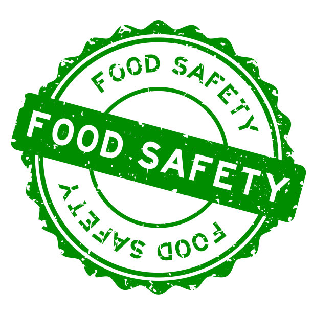 垃圾绿色食品安全字圆形橡胶印章在白色背景图片下载