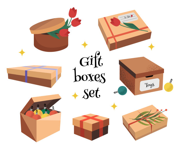 与纸板礼物和存储盒图片下载