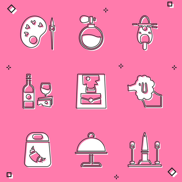 设置油漆刷与调色板香水机车图片下载