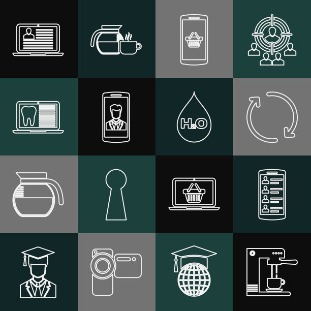 配有在线咖啡机和杯式智能手机图片下载