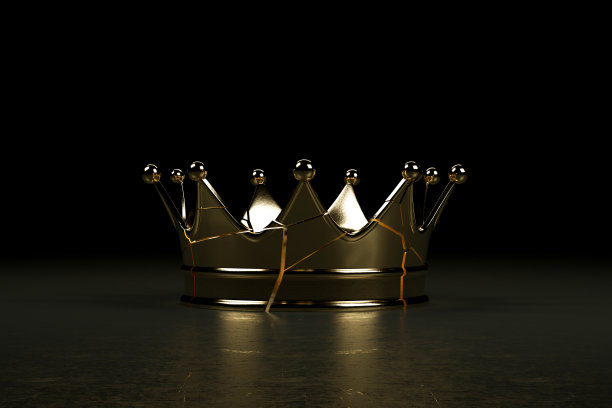 破碎的女王王冠，黑色背景图片下载