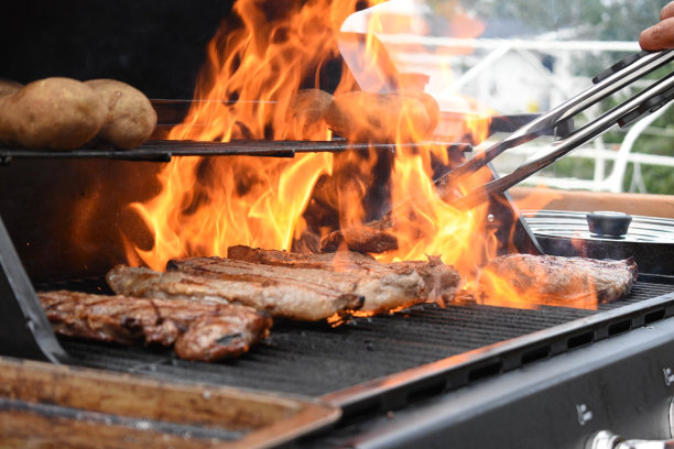 来自烧烤架的火图片下载