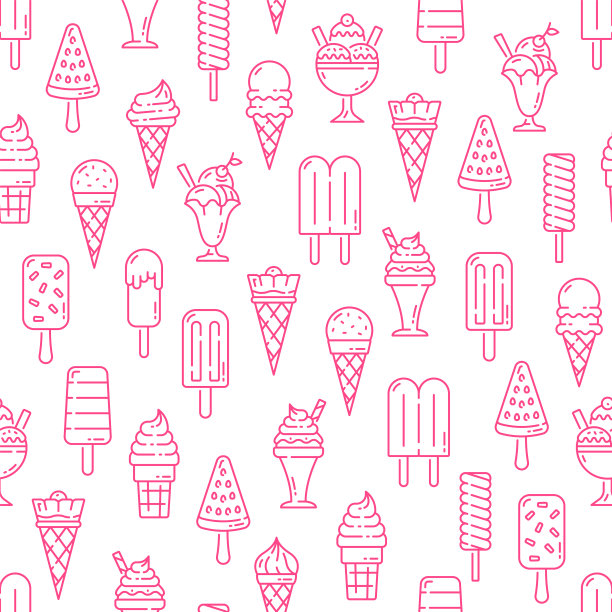 冰淇淋冰冻圣代冰棒无缝图案图片下载