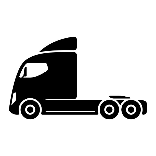 带有睡袋图标的卡车拖拉机。黑色的轮廓。侧视图。矢量简单的平面图形插图。孤立的物体在白色背景上。隔离。图片下载
