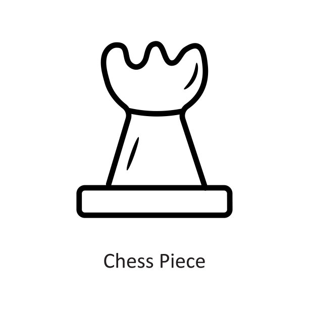 棋子矢量轮廓图标设计插图。游戏符号在白色背景EPS 10文件图片下载