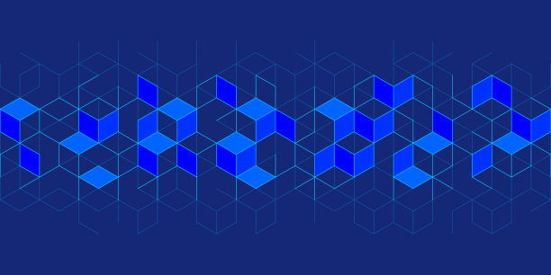 平面设计元素和抽象的几何背景与等距数字块。区块链概念和现代技术图片下载