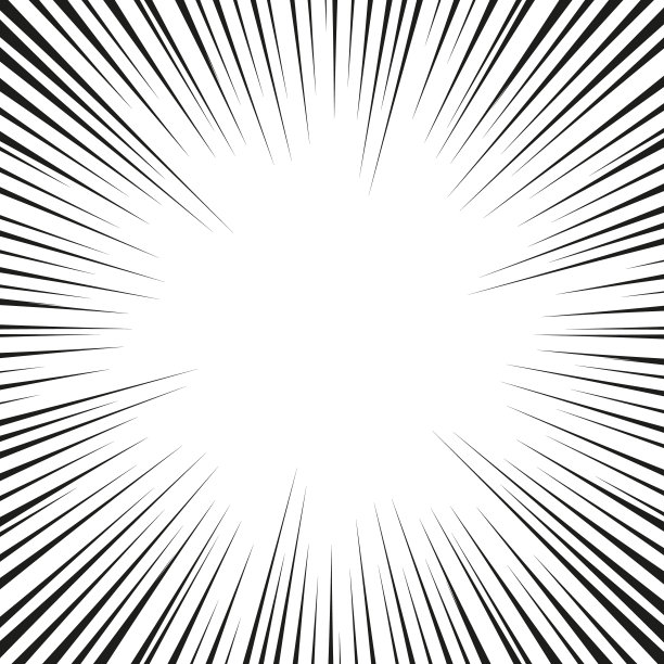 许多黑色漫画径向速度线在白色的基础上。效果功率爆炸图。漫画设计元素。图形爆炸与速度线在漫画书风格。矢量图图片下载