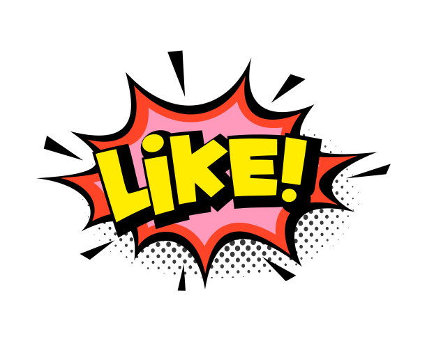 喜欢漫画文字语音气泡图标与云，光线和半色调效果的背景。波普艺术矢量卡通插图在复古风格。图片下载