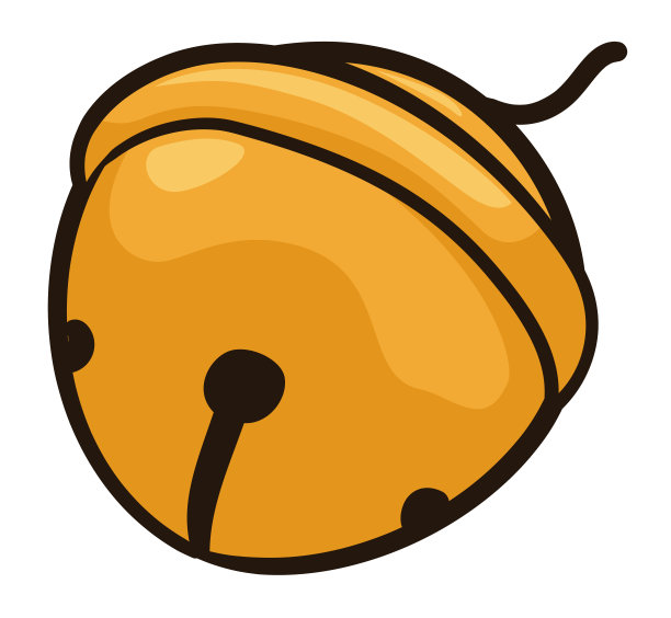 黄金铃铛在卡通风格在白色背景，矢量插图图片下载