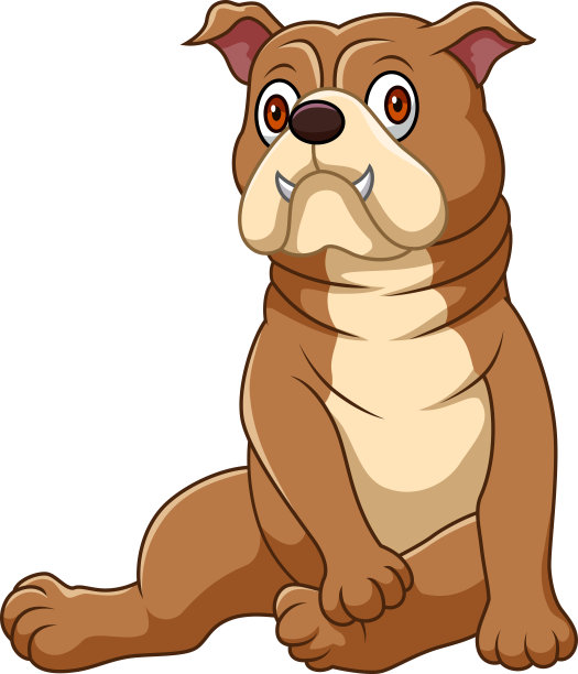 白色背景的卡通斗牛犬图片下载