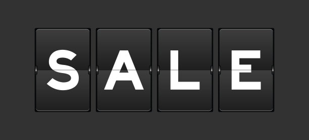 黑色模拟翻板与文字销售在灰色背景图片下载