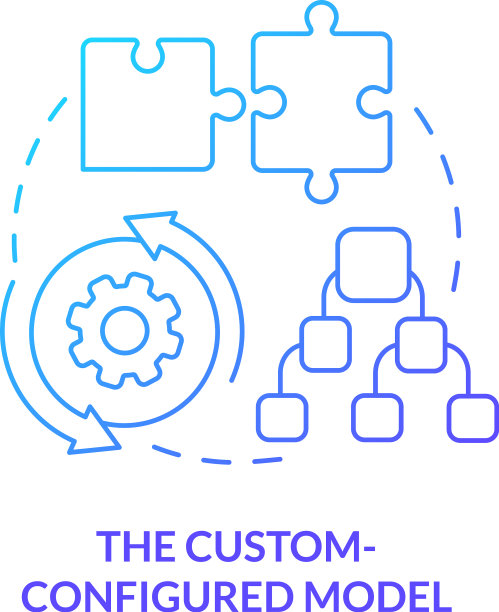 自定义配置模型蓝色渐变概念图标图片下载