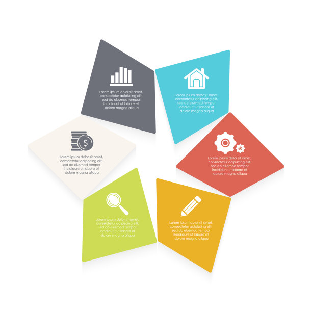 圆信息图模板，圆图，网页设计。6个步骤、选项或流程的业务概念。图片下载