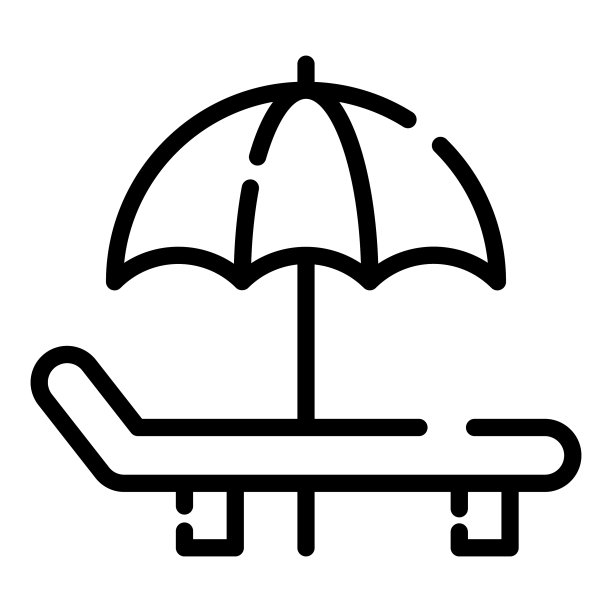 海滩边图标细线风格的网页和手机图片下载