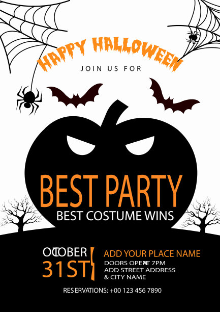 万圣节快乐最好的派对海报传单设计图片下载