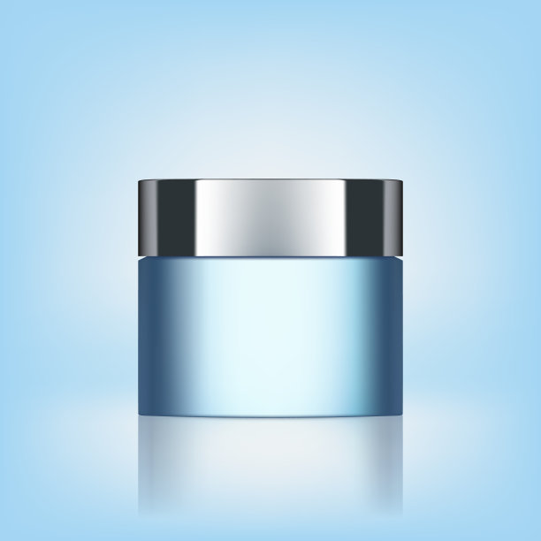 蓝色化妆品膏罐包装孤立的白色图片下载