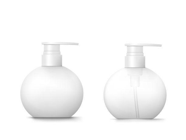 白色圆形化妆品瓶与分配器泵图片下载