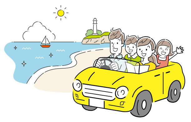 矢量插图材料:驾驶与家人图片下载
